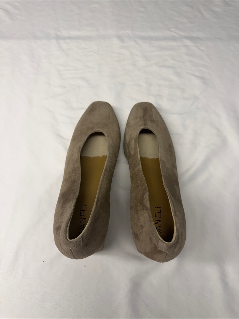 Vaneli Taupe Suede Slip-On Ballet Pumps